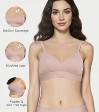 Load image into Gallery viewer, Enamor The Flex T-Shirt Bra for Women Padded, Wire-Free, Medium Coverage, Cotton Everyday Bra - SMB01 (Cafe Latte)
