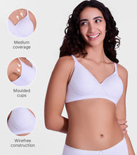 Load image into Gallery viewer, Enamor Ultra Smooth T-Shirt Bra - Padded, Non-Wired, Full Coverage - A127 (Bright White)
