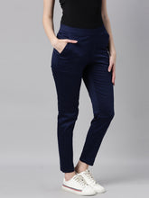 Load image into Gallery viewer, Go Colors Navy Woven Cotton Stretch Treggings

