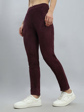 Load image into Gallery viewer, Go Colors Wine Poly Stretch Suede Tregging
