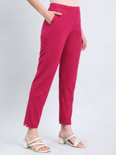 Load image into Gallery viewer, Go Colors Dark Fuchsia Cotton Stretch Kurti Pants
