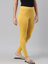 Load image into Gallery viewer, Go Colors Golden Yellow Cotton Stretch Ankle Length Leggings
