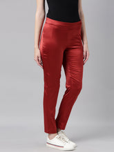 Load image into Gallery viewer, Go Colors Maroon Polyester Shiny Pants
