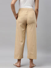 Load image into Gallery viewer, Go Colors Beige Cotton Wide Leg Pants
