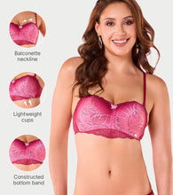 Load image into Gallery viewer, Enamor F192 Padded Wire-Free High Coverage Scallop Wave Balconette - Coral Wave
