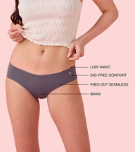 Load image into Gallery viewer, Enamor PB40 Innovations Invisi, All Day Comfort, Low Waist Bikini Panty for Women - No Visible Panty Lines, Sweat wicking, Free Cut, Regular Coverage -  Pack of 1 (Ink Grey)
