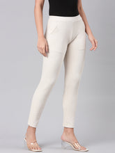 Load image into Gallery viewer, Go Colors Cream Cotton Polyester Corduroy Jeggings
