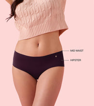 Load image into Gallery viewer, Enamor PH40 Innovations Invisi, All Day Comfort, Mid Waist Hipster Panty for Women - No Visible Panty Lines, Sweat wicking, Free Cut, Full Coverage -  Pack of 1 (Grape Wine)
