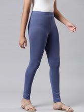 Load image into Gallery viewer, Go Colors Jeans Blue Cotton Stretch  Ankle Length Leggings
