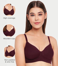 Load image into Gallery viewer, Enamor Innovations Fabcool Encircled  Side Support Shaper, Non Padded, Wirefree, High Coverage, Women's Cotton Everyday Bra  - A042 (Available in Plus Sizes) (Purple)
