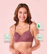 Load image into Gallery viewer, Enamor Innovations Ecolite, Smoother Perfect Lift Women's T-Shirt Bra - Crush Proof Cups, Padded, Wired, High Coverage - F057 (Toasted Mauve)
