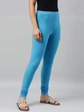 Load image into Gallery viewer, Go Colors Bright Turquoise Cotton Stretch Churidar
