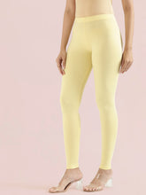 Load image into Gallery viewer, Go Colors Butter Yellow Cotton Stretch Ankle Length Leggings
