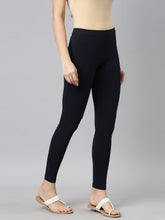 Load image into Gallery viewer, Go Colors Dark Navy Cotton Stretch Ankle Length Leggings
