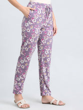 Load image into Gallery viewer, Go Colors Purple Cotton Knit Printed Lounge Pants
