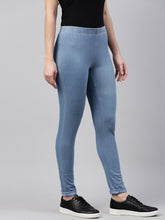 Load image into Gallery viewer, Go Colors Light Blue Cotton Poly Stretch Denim Leggings
