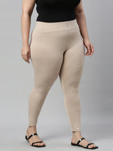 Load image into Gallery viewer, Go Colors Khaki Cotton Stretch Ankle Length Leggings
