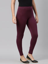 Load image into Gallery viewer, Go Colors Dark Purple Cotton Stretch Ankle Length Leggings
