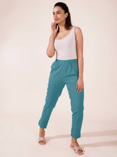Load image into Gallery viewer, Go Colors Dusty Blue Cotton Pencil Pant
