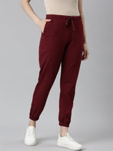 Load image into Gallery viewer, Go Colors Maroon Cotton Stretch Casual Joggers
