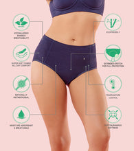 Load image into Gallery viewer, Enamor IP12 Bamboo Cotton Period Panty - Mid Waist, Full Back Coverage, Extended Protective Lining  with Extra Layer at the Crotch - Eclipse
