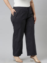 Load image into Gallery viewer, Go Colors Navy Cotton Stripes Cargo Pant
