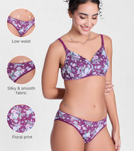 Load image into Gallery viewer, Enamor P165 Womens Low Waist Co-ordinate Bikini Panty (Damask Plum Print)
