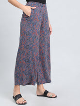 Load image into Gallery viewer, Go Colors Navy Woven Viscose Printed Palazzo
