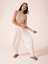 Load image into Gallery viewer, Go Colors Ecru Woven Viscose Harem Dhoti Pant
