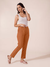Load image into Gallery viewer, Go Colors Rust Crepe Tapered Trouser
