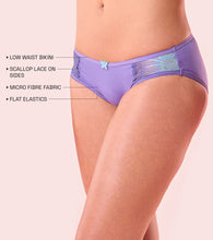 Load image into Gallery viewer, Enamor P191 Scallop Wave Low Waist Lace Bikini - Blue Wave
