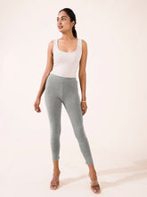 Load image into Gallery viewer, Go Colors Grey Melanges Cotton Stretch Ankle Length Leggings
