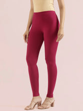 Load image into Gallery viewer, Go Colors Dark Fuchsia Cotton Stretch Ankle Length Leggings
