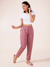Load image into Gallery viewer, Go Colors Medium Pink Linen Ikat Pencil Pant
