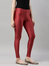 Load image into Gallery viewer, Go Colors Maroon Nylon Stretch Shimmer Leggings
