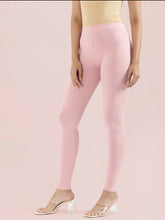 Load image into Gallery viewer, Go Colors Pastel Pink Cotton Stretch Ankle Length Leggings
