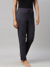 Load image into Gallery viewer, Go Colors Black Cotton Knit Printed Lounge Pants
