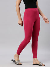 Load image into Gallery viewer, Go Colors Fuchsia Cotton Stretch Ankle Length Leggings
