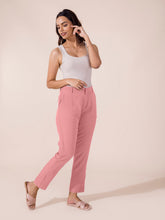 Load image into Gallery viewer, Go Colors Rusty Pink Crepe Tapered Trouser
