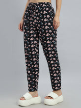 Load image into Gallery viewer, Go Colors Black Woven Viscose Printed Lounge Pants
