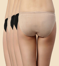 Load image into Gallery viewer, Enamor CB03 Chic Cotton, All Day Comfort, Low Waist Bikini Panty for Women - Naturally Breathable, Antimicrobial with Stain release, Inner Elastic, Regular Coverage -  Pack of 5 (Jet Black / Nude)
