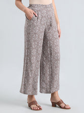 Load image into Gallery viewer, Go Colors Brown Woven Viscose Printed Palazzo
