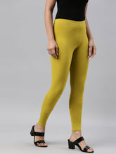 Load image into Gallery viewer, Go Colors Parrot Green Cotton Stretch Ankle Length Leggings
