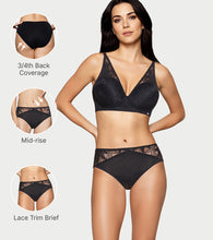 Load image into Gallery viewer, Enamor BambooBliss Lace Trim Brief, Mid Rise, 3/4th Back Coverage - IP25 (Black)
