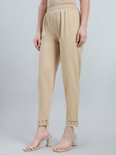 Load image into Gallery viewer, Go Colors Light Beige 100% Cotton Lace Pencil Pant
