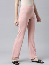 Load image into Gallery viewer, Go Colors Baby Pink Cotton Stretch Flared Pant
