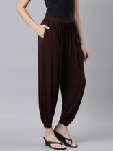 Load image into Gallery viewer, Go Colors Dark Wine Viscose Stretch Harems
