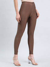Load image into Gallery viewer, Go Colors Brown Nylon Stretch Shimmer Leggings

