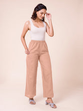 Load image into Gallery viewer, Go Colors Dusty Pink Viscose Blend Linen Palazzos
