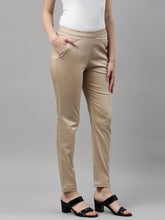 Load image into Gallery viewer, Go Colors Light Beige Woven Cotton Stretch Treggings
